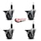 Service Caster 3.5'' Thermoplastic Rubber Swivel 1-1/8'' Expanding Stem Caster Set with Brake, 4PK SCC-EX20S3514-TPRB-PLB-118-4 - alternate 2